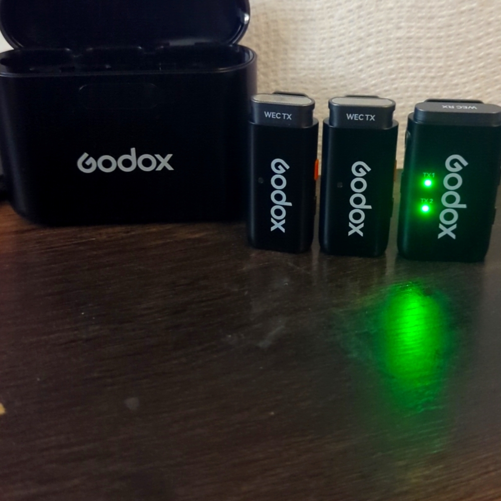 Never used Godox black wireless microphones.